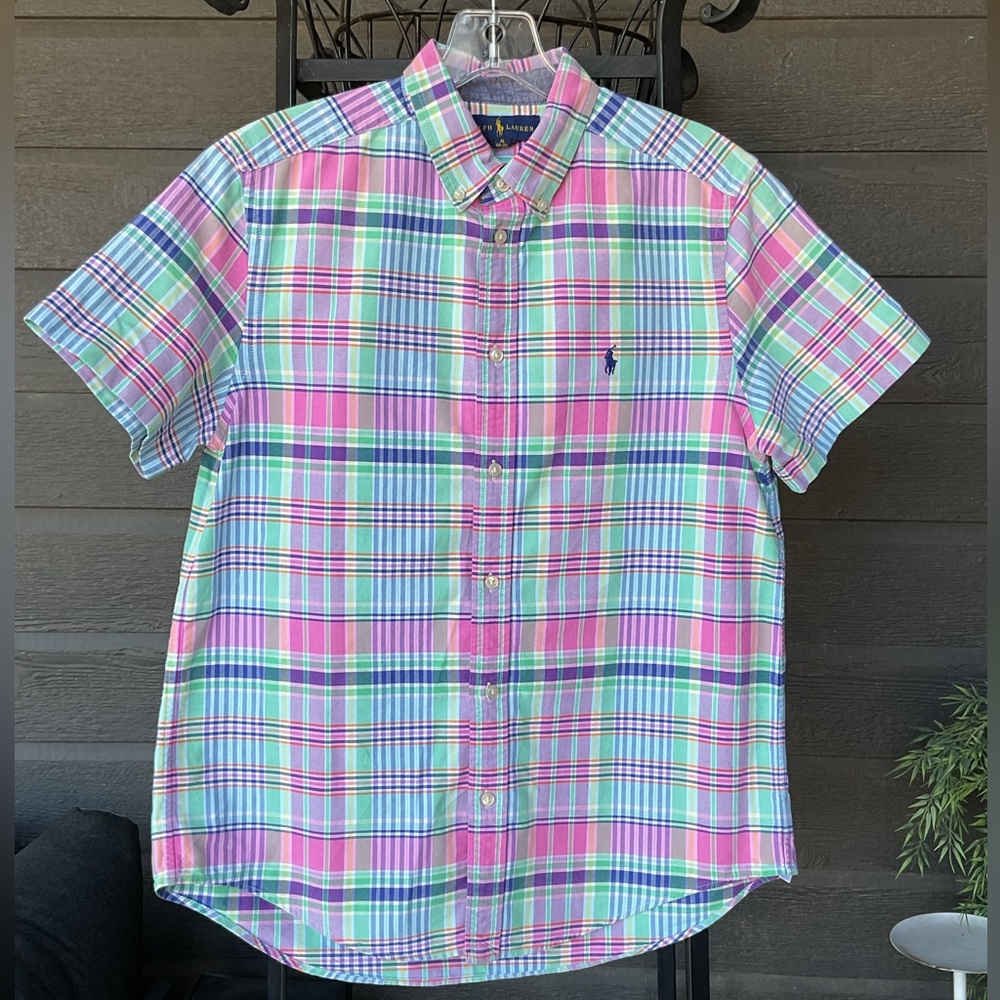 Ralph Lauren Kids Short Sleeve Cotton Button-Down Shirt Boys size XL 18-20